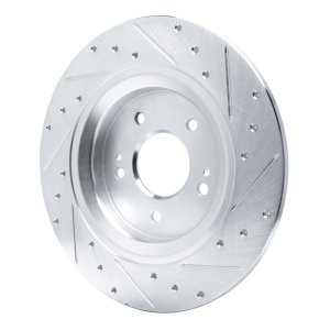 Hyundai SANTA FE Brake Rotor (1) - Rear Left - R1 Concepts - Drilled & Slotted - Silver - `21-`25